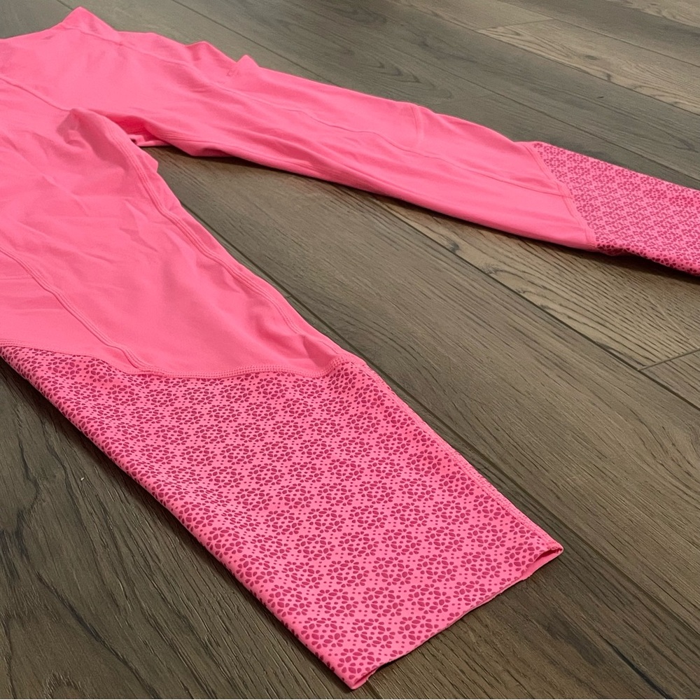 Zyia Active Neon Coral Flower Power Lux High Rise Leggings